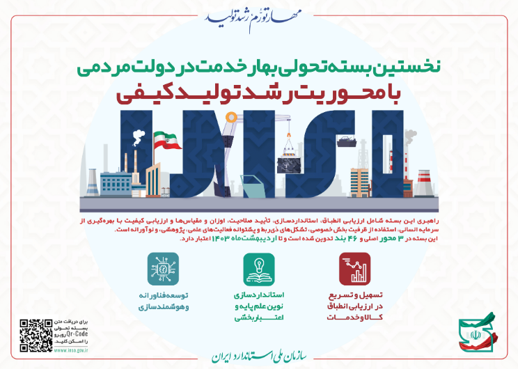 The first transformational package of the spring service of the National Standard Organization of Iran in the people’s government
